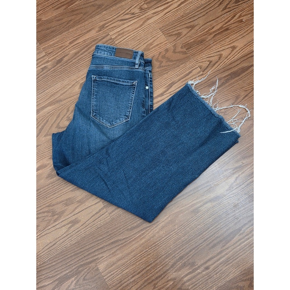 Carly‎ Jean Los Angeles Becker Wide Leg Raw Hem Jeans Blue Wash Size 7 High Rise